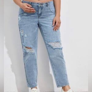 Maternity High-Waisted Distressed Ankle Jeans